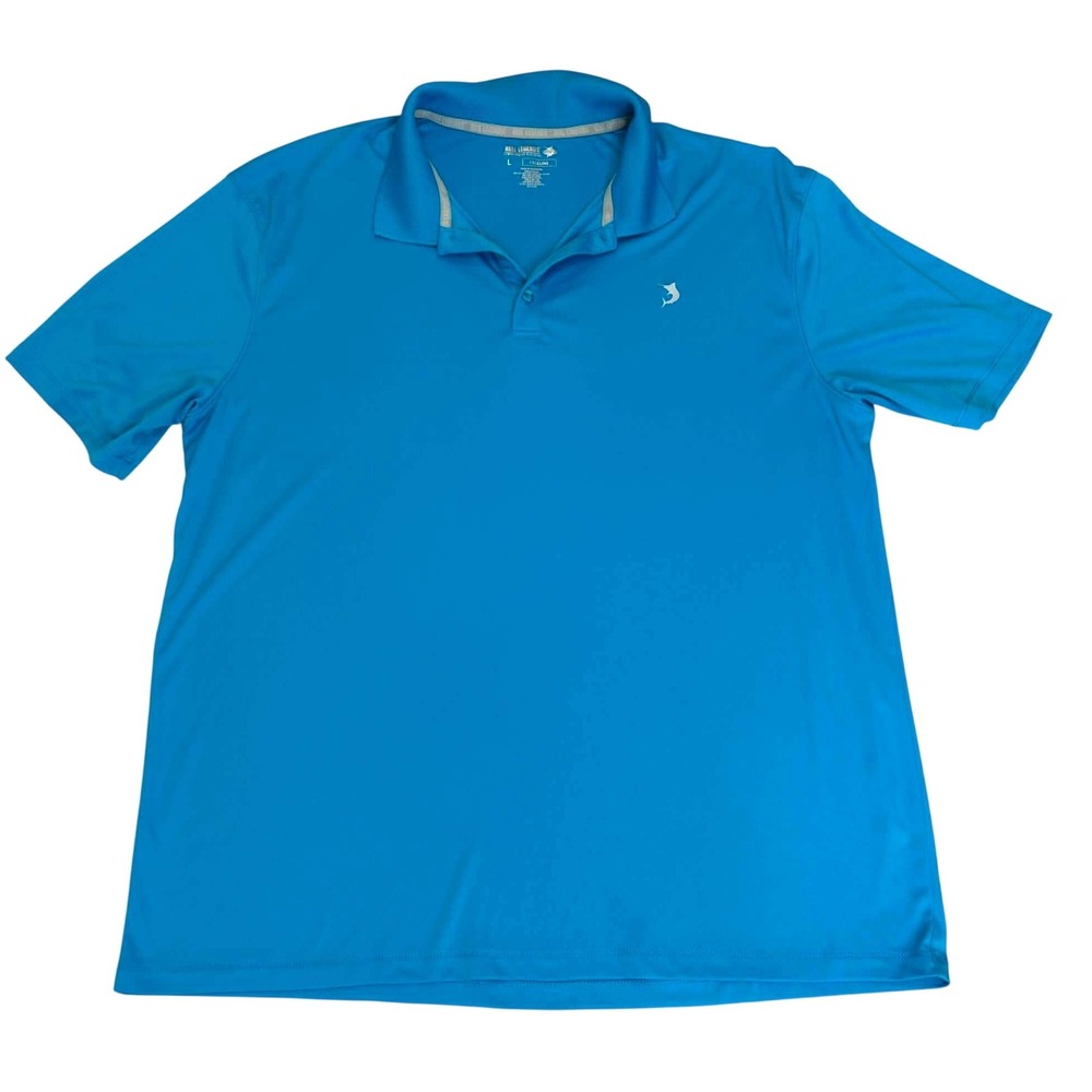 Reel Legends Freeline Mens Large Blue Performance Fishing Polo Shirt SS